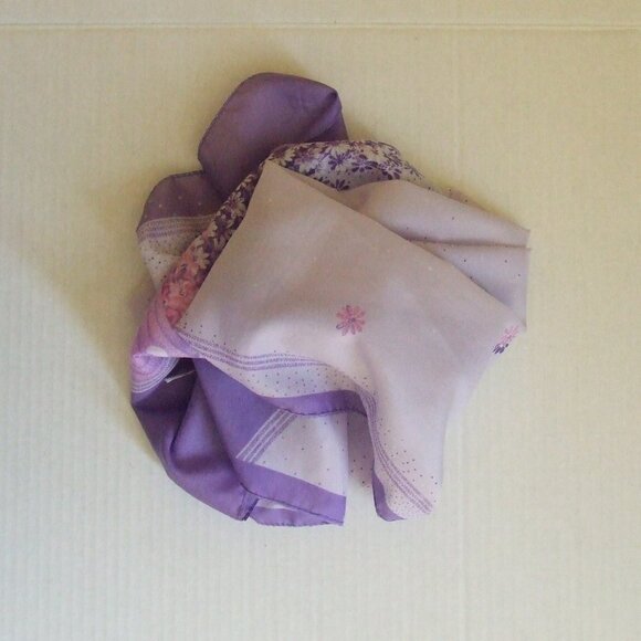Purple scarf vintage Scarves and Allied Arts Italian fairy 80s foulard flowers - Picture 5 of 6